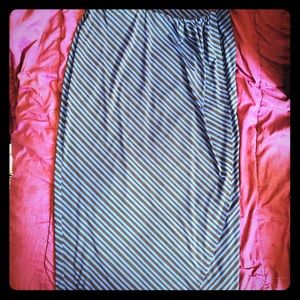 Navy and Black striped long wrap skirt